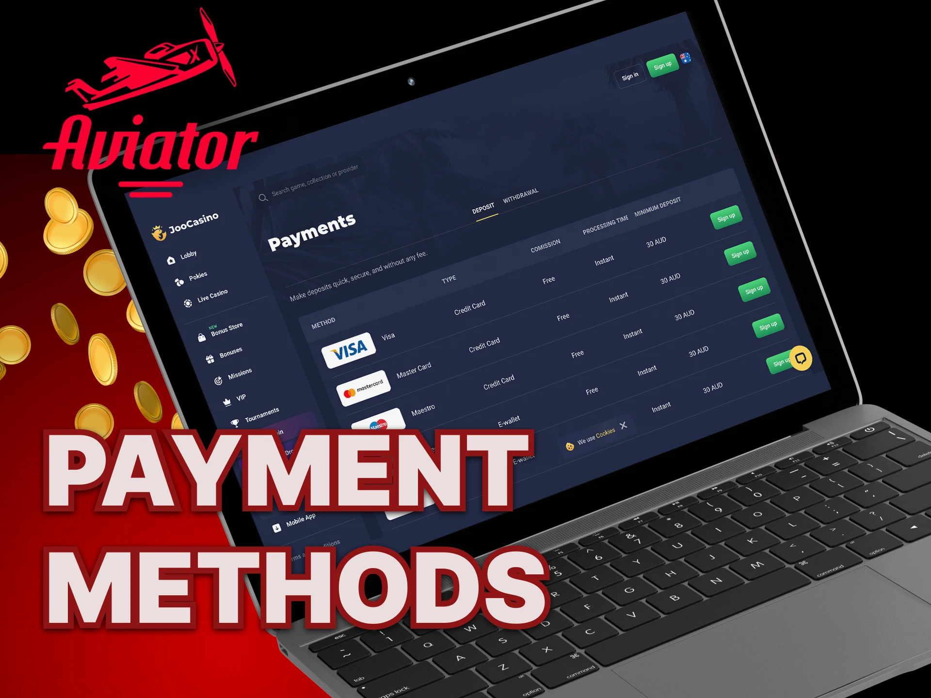 What are the payment methods for the Aviator game.
