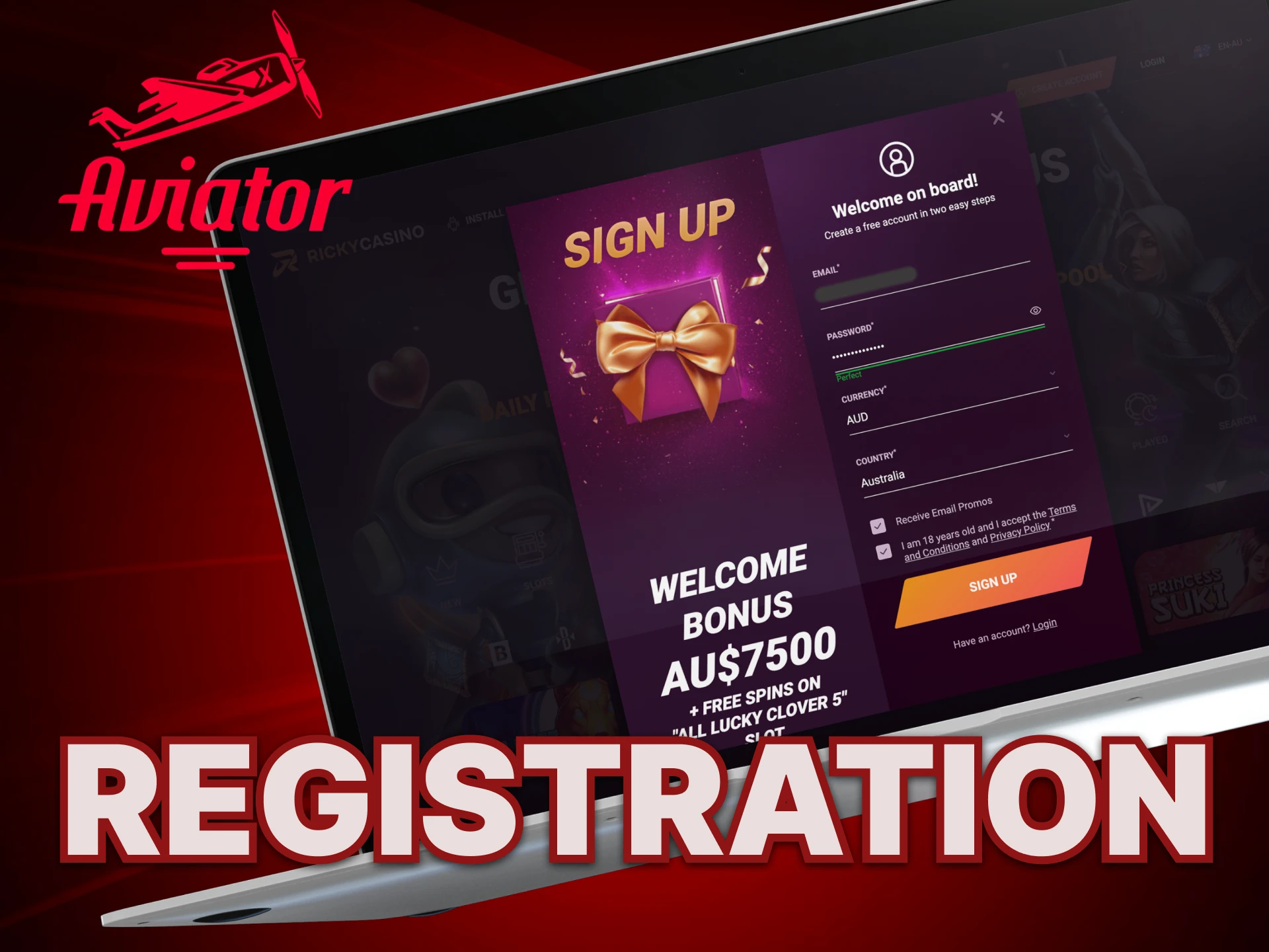 How to register in the Aviator game.