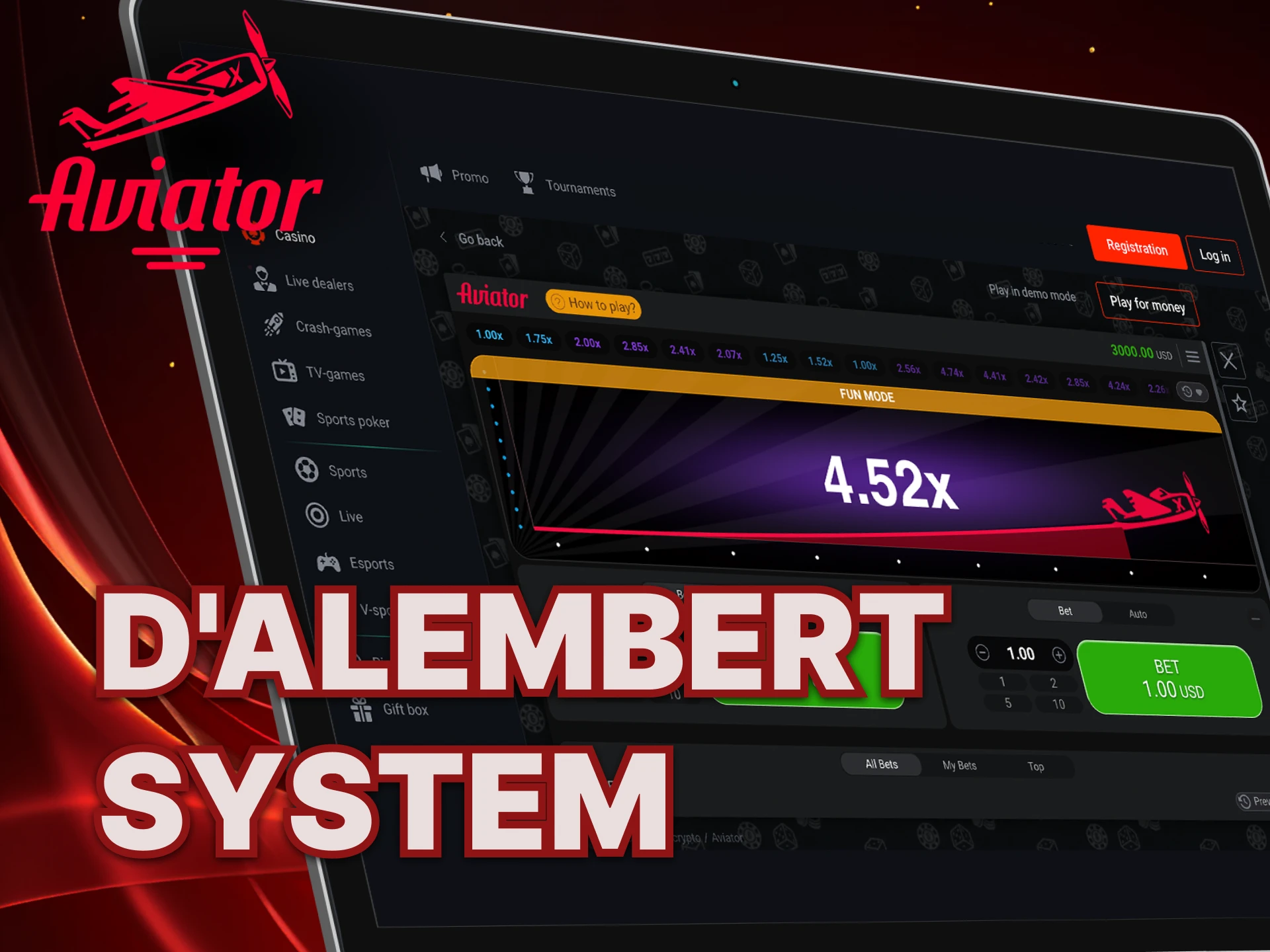 What is d'Alembert System for the game Aviator.