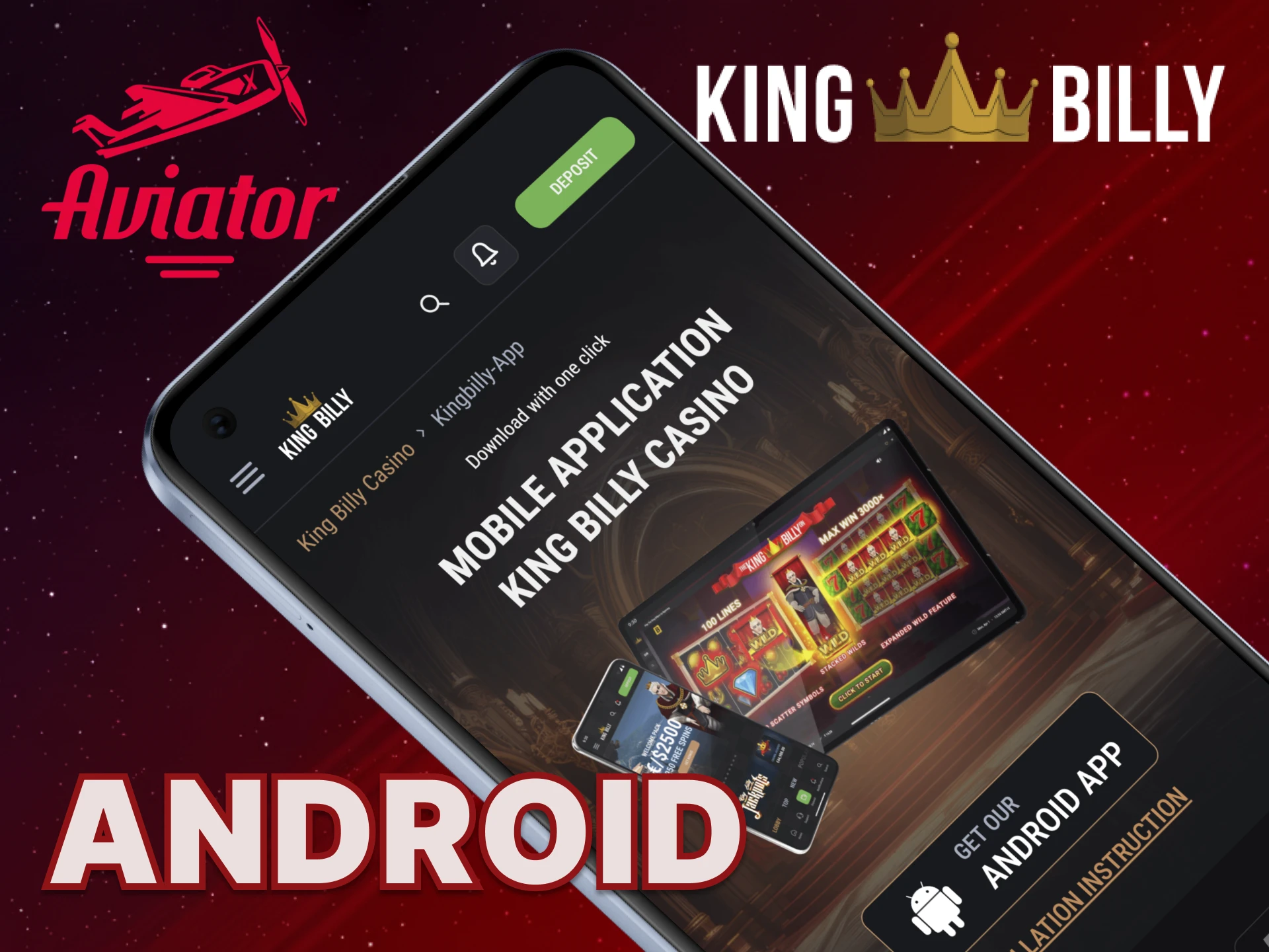 Install the King Billy app for Android to play Aviator.