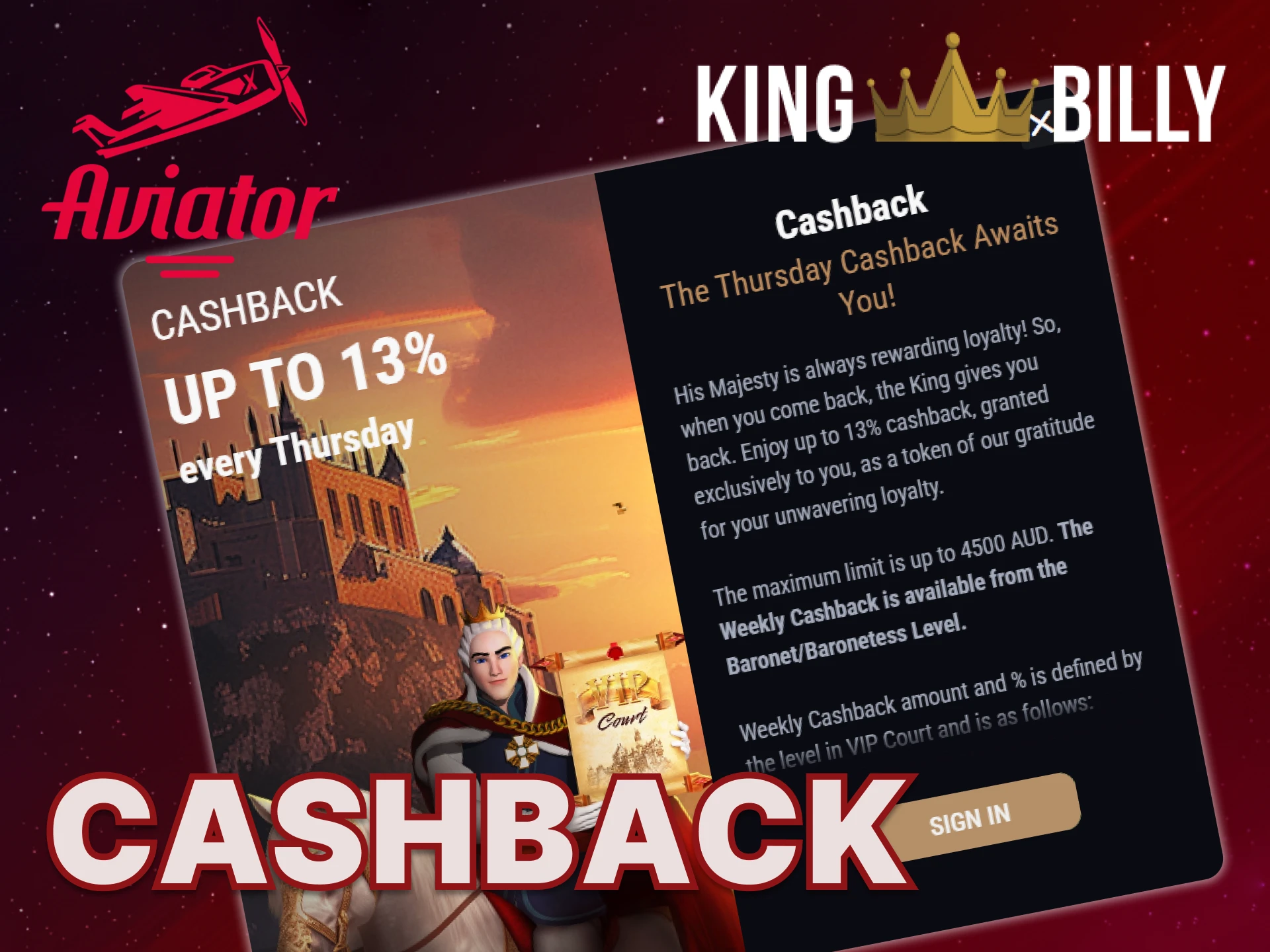 Learn more about the Cashback bonus available at King Billy.