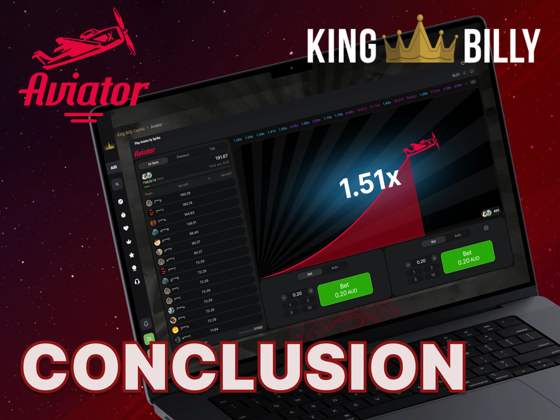 Join the King Billy platform to play Aviator.