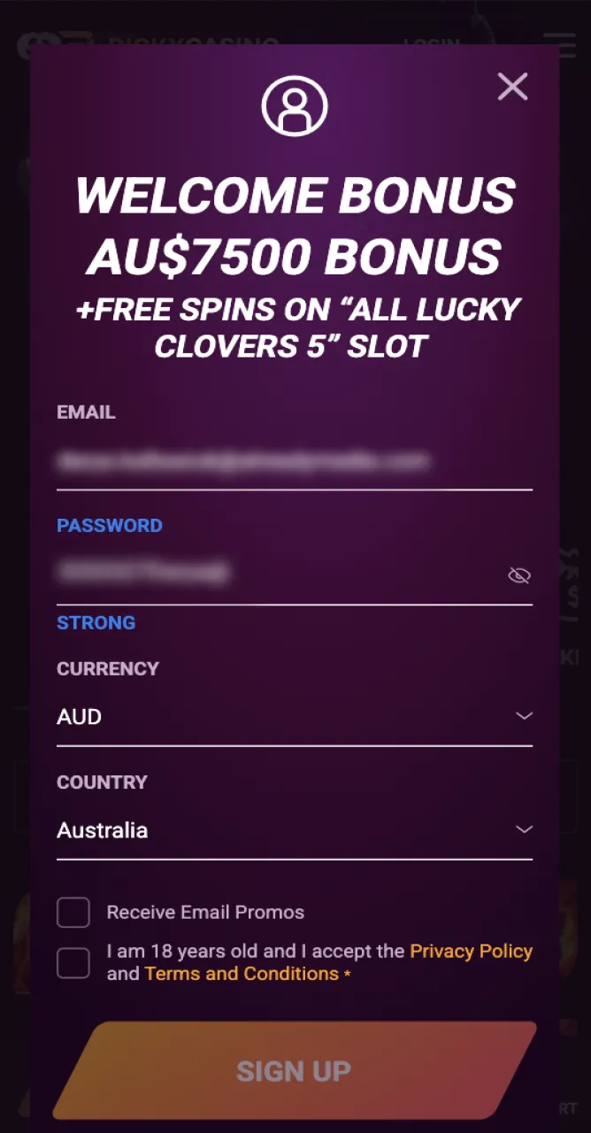 Fill out the registration form to register on the platform and start playing Aviator.