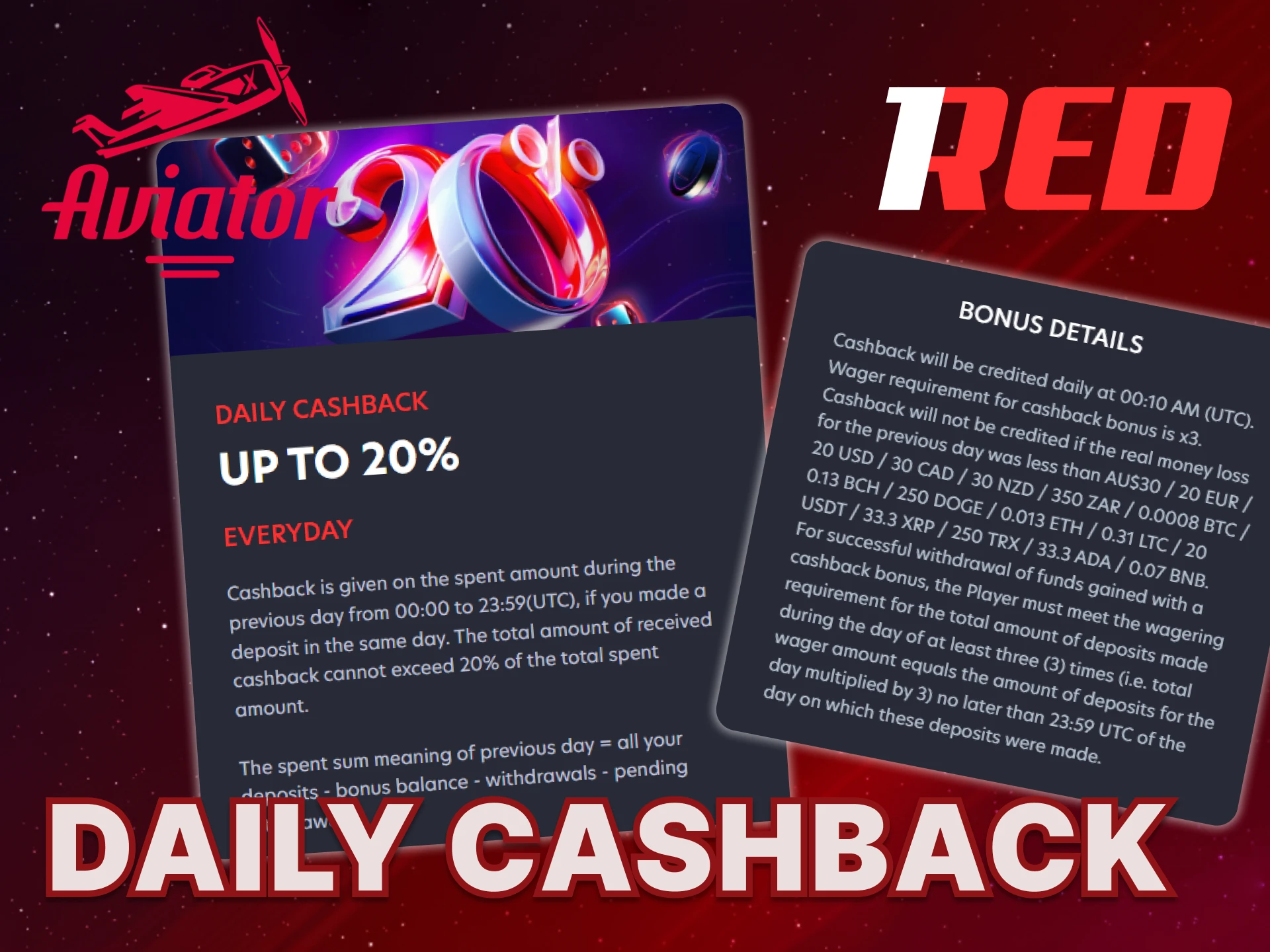 Get daily cashback on the 1Red website.
