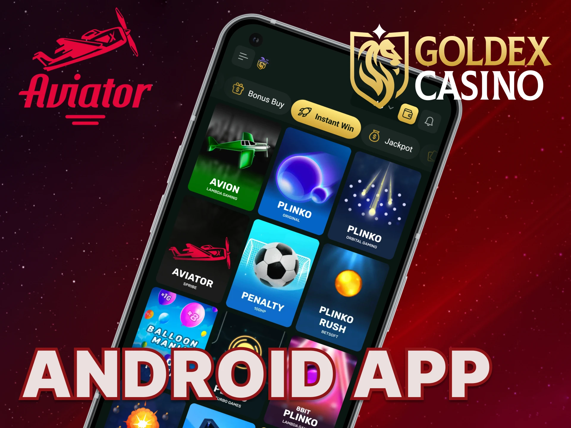 Download and install the Goldex Casino app for Android.