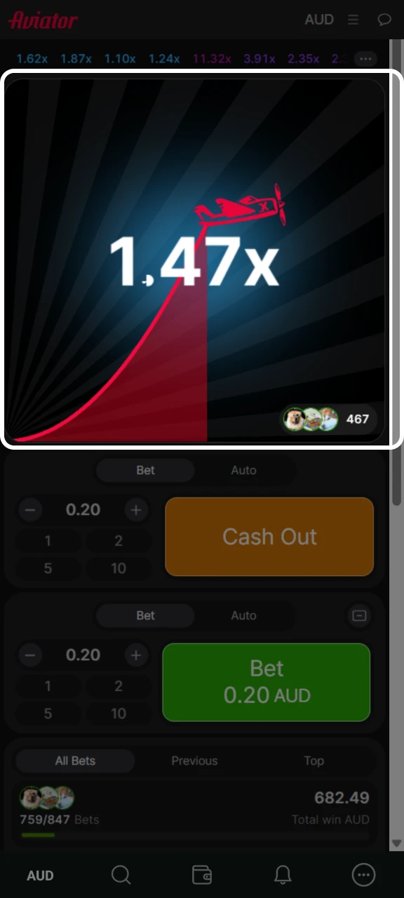 Watch the plane take off in the Aviator game at Goldex Casino.