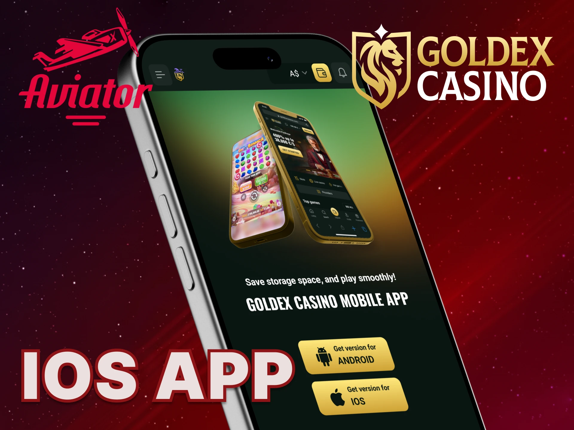 Use the iOS app to play Aviator at Goldex Casino.