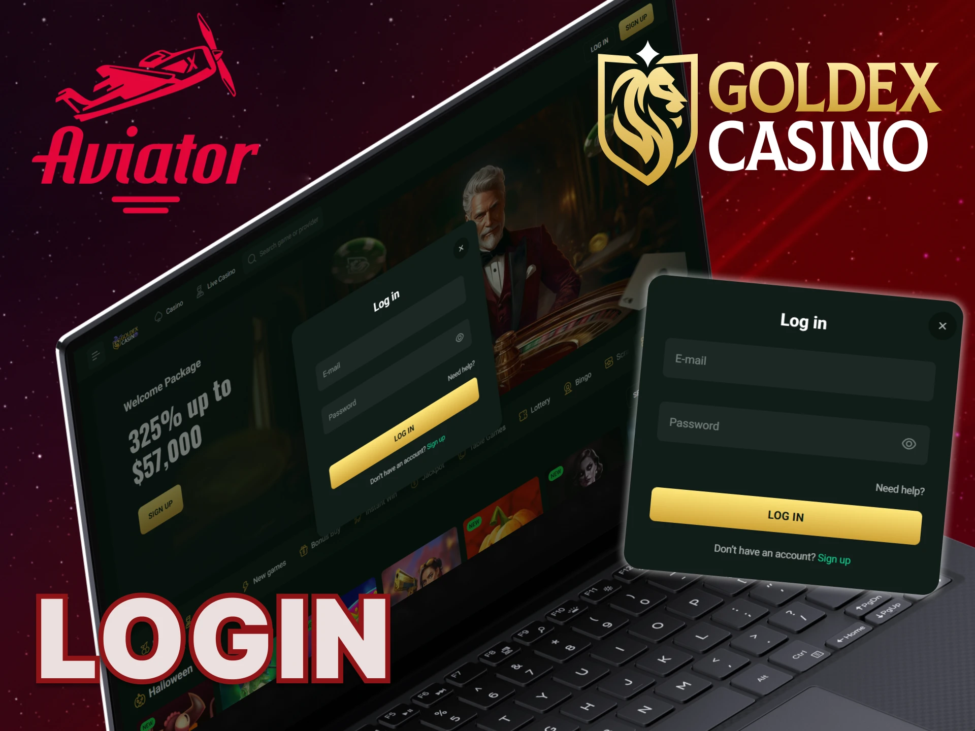 Sign in to your account on the Goldex Casino website.