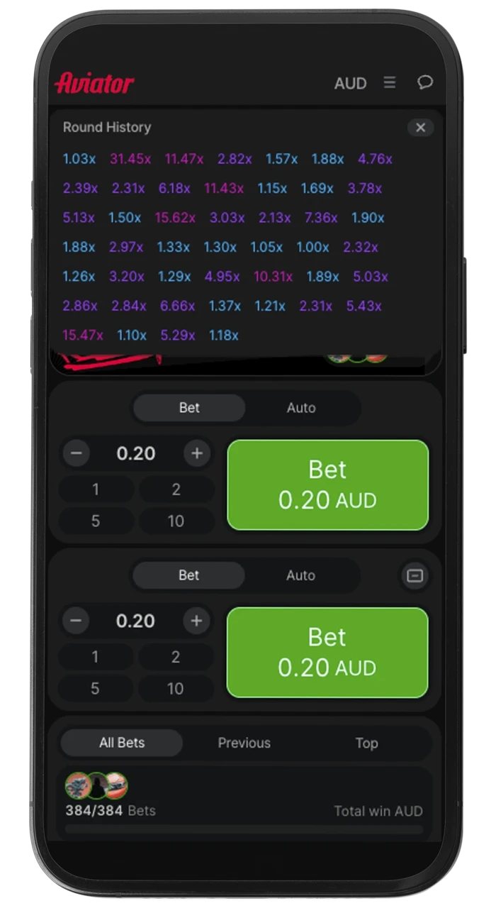 Keep track of the round statistics in Aviator.