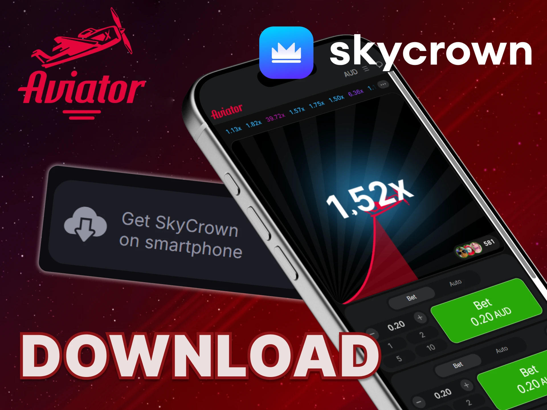 Download the official Skycrown app for Android and iOS devices.
