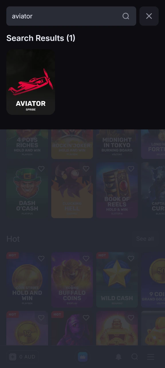 Find Aviator in the Skycrown casino section.