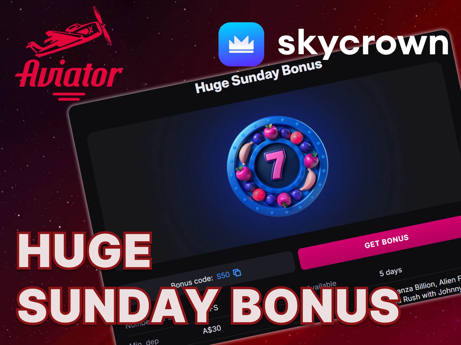 A Sunday bonus is available for players at Skycrown.