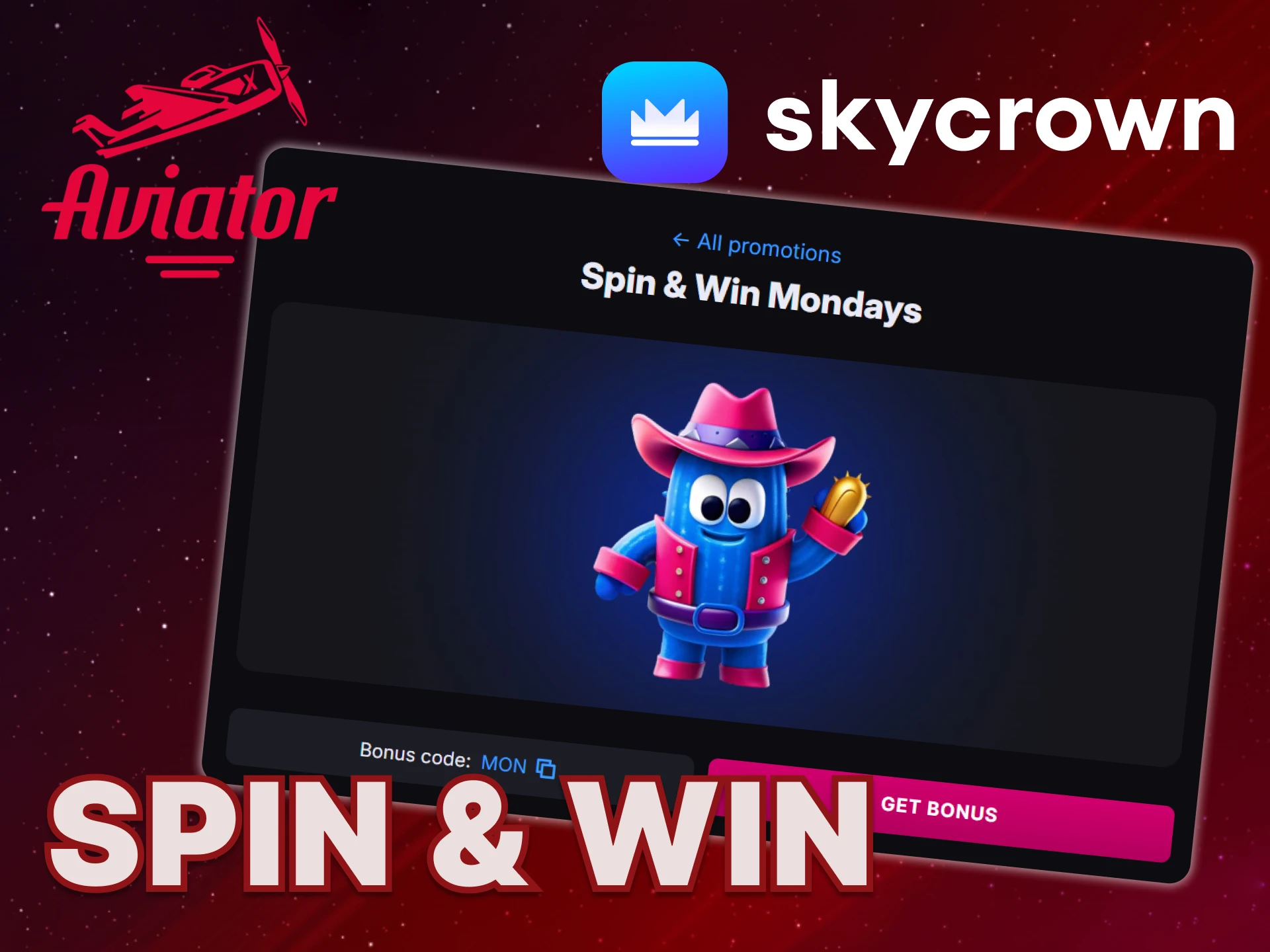 Get a Spin and Win bonus at Skycrown casino.