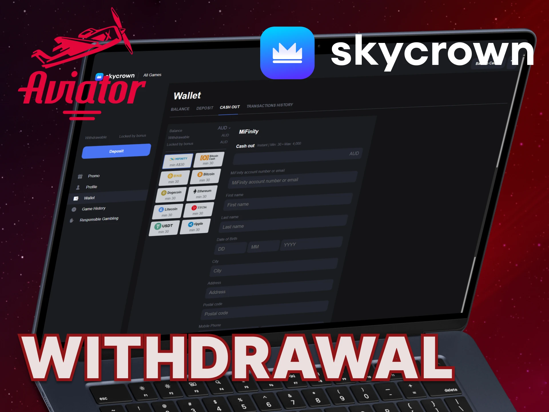 Win money and withdraw it from Skycrown.